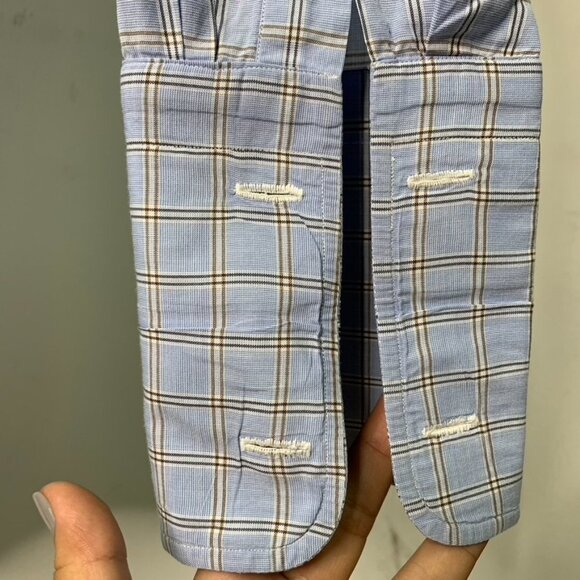 Borrelli Napoli Men's Blue Plaid Long Sleeve Button Down Shirt Size 15 1/2 - Picture 8 of 16